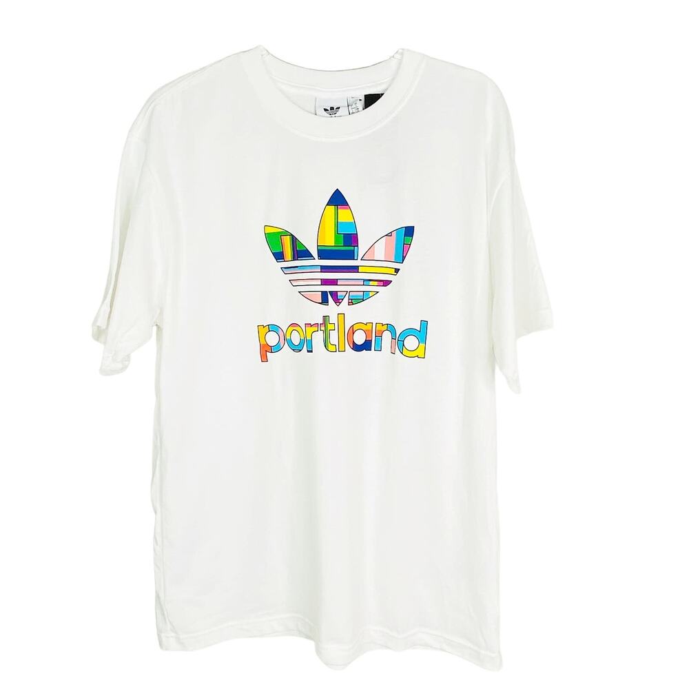 Adidas Pride Portland Tee Flag White Large Short Sleeves New